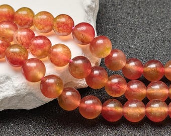 Contas de calcedônia naturais multitons de grau A, rosa, vermelho e verde, 4 mm, 6 mm, 8 mm, 10 mm, 12 mm, lisas, polidas, redondas, 15 polegadas, CY05, contas para atacado