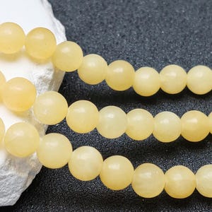 Grade A Natural Light Yellow Jade Beads NOT Dyed 6mm 8mm 10mm 12mm Smooth Polished Round 15 Inch Strand JA15