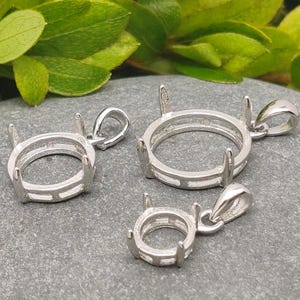 1pc Pendant Blank for 8mm/10mm/12mm/14mm/15mm/16mm/18mm/20mm/22mm Round Cabochons White Gold Plated 925 Silver Round Pendant Base SP0036