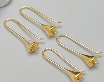 5 pairs Earring Hooks Gold Plated Brass Earring Findings Ear Wires with a Pin 7x26mm EC002