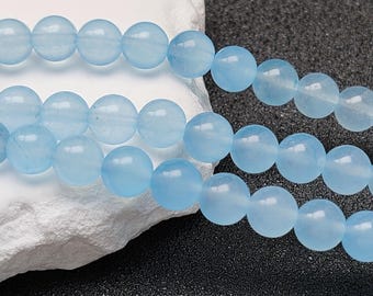 Grade A Natural Sky Blue Chalcedony Beads 6mm 8mm 10mm 12mm Smooth Polished Round 15 Inch Strand CY17 Wholesale Beads
