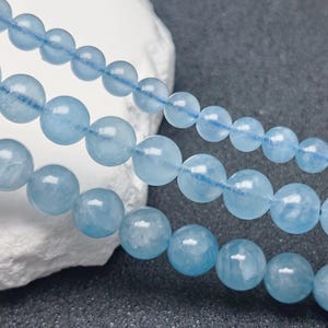 Grade AAA Natural Aquamarine Beads NOT Dyed 5.5mm 6mm 8mm 10mm Smooth Polished Round 15 Inch Strand AQ04