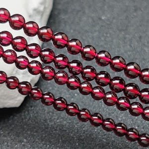 Grade 5A Natural Garnet Beads 4mm-6mm Fiery Cherry Red NOT Dyed Smooth Polished Round 15.4 Inch Strand GA05