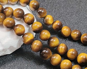 Grade AAA Natural Yellow Tiger’s Eye Beads NOT Dyed 2mm-20mm Smooth Polished Round 15 Inch Strand TE01