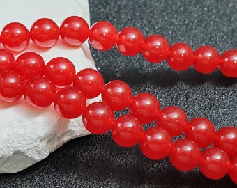 Grade A Natural Red Jade Beads 6mm 8mm 10mm 12mm Smooth Polished Round 15 Inch Strand JA32 Wholesale Gemstone Beads