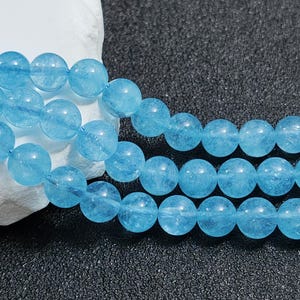 Enhanced Natural Aquamarine Beads 6mm 8mm 10mm 12mm 14mm 16mm Smooth Polished Round 15 Inch Strand AQ19