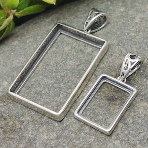 925 Silber Anhänger Fassung für 10 x 14 mm/12 x 16 mm/13 x 17 mm/16 x 22 mm/16 x 27 mm/20 x 30 mm Rechteck Cabochons Massiv Silber Anhänger Rohling SP0135