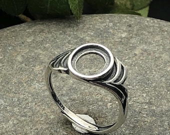 Ring Blank for 6x8mm/7x9mm Oval Cabochons Thai Sterling Silver Adjustable Band Ring Setting SR0006