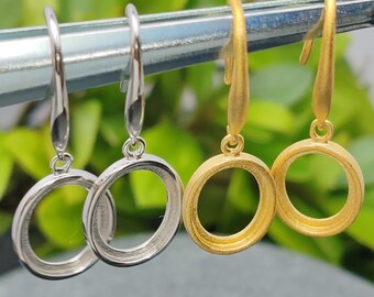 Earring Settings for 4x6mm/5.5x7.5mm/6x8mm/7x9mm/8x10mm/9x11mm Oval Cabochons Gold Plated 925 Silver Earring Blank Earring Base SE0084