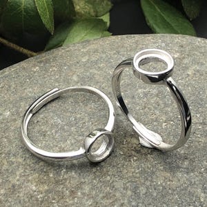 Ring Setting for 6x6mm/7x7mm/8x8mm/9x9mm/10x10mm/11x11mm/12x12mm Round Cabochons White Gold Plated 925 Silver Adjustable Ring Blank JZ405