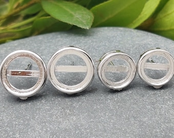 イヤリングセッティング（8 x 8 mmラウンドブランク）925スターリング