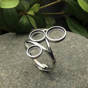 Ring Base with 3 blanks for 7mm 8mm and 10mm Round Cabochons Thai Sterling Silver Adjustable Band Ring Setting SR0285