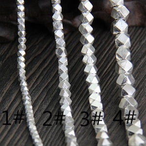 Handmade Sterling Silver Faceted Beads Small size Solid 925 Silver Spacer Beads Karen Hill Tribe Beads 4 sizes to choose SS102 image 1