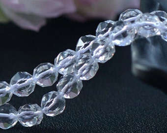 Faceted Grade AAA Natural Clear Quartz Beads Triangle Facets 6mm-10mm Round 15 Inch Strand CQ25