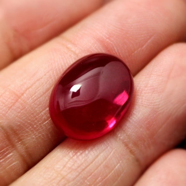 Ruby Oval Cabochon Smooth Polished Surface Egg Shape Blood-red Ruby Cabochon Flat Back Multiple Sizes to Choose C11R
