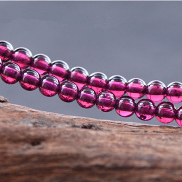 Grade AAA Natural Rhodolite Garnet Beads 3mm-7.5mm Rose Red Color NOT Dyed Smooth Polished Round 15 Inch Strand GA13