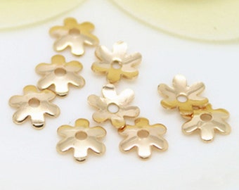50 pcs 6mm Gold Plated Brass Bead Caps Flower Bead Caps BC017