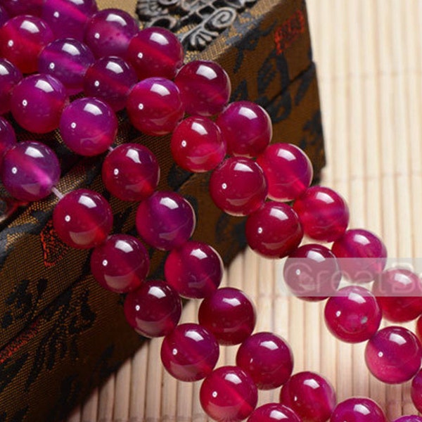 Grade A perles d'agate rouge rose naturelle 6mm-10mm lisse polie ronde 15 pouces brin AG07 perles en gros