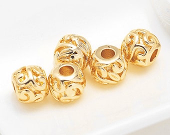 10 pcs Gold Plated Brass Beads Spacer Beads 6x7mm BS017