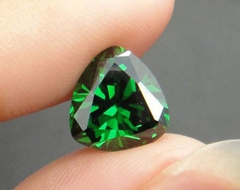 Emerald Triangular Faceted Gemstone Trilliant Cut Medium Green Emerald Gem Multiple Sizes to Choose C28E