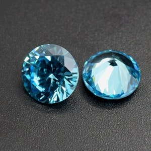 Aquamarine pierre précieuse ronde à facettes taille brillante gemme aigue-marine plusieurs tailles pour choisir C38A image 1