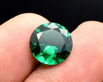 Emerald Round Faceted Gemstone Brilliant Cut Rich Green Emerald Gem Plusieurs tailles à choisir C05E