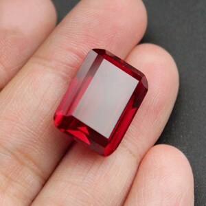 High Quality Ruby Rectangle Faceted Gemstone Emerald Cut Ruby Gem