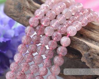 Grade AAA Natural Strawberry Quartz Beads 4.5mm-7mm NOT Dyed 15 Inch Strand ST09