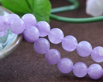 Grade AAA Natural Light Purple Jade Beads Lavender Color Jade NOT Dyed 6mm 8mm 10mm 12mm 14mm Smooth Polished Round 15 Inch Strand JA11