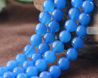 Grade A Natural Blue Agate Perles 6mm-12mm Lisse Poli tour 15 Inch Strand AG15 Perles de gros