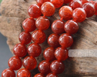 Natural Red Agate Crackle Beads 6mm-14mm Smooth Polished Round 15 Inch Strand AG11 Wholesale Beads