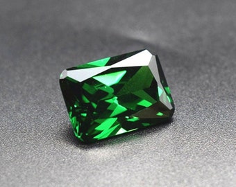 Emerald Rectangle Facettée Gemstone Radiant Cut Medium Green Emerald Gem Plusieurs tailles pour choisir C16E