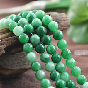 Grade A Natural Multi Tones Green Jade Beads 6mm 8mm 10mm 12mm Smooth Polished Round 15 Inch Strand JA26 Wholesale Beads image 1