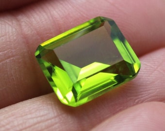 Peridot Rectangle Faceted Gemstone Emerald Cut Peridot Gem 10X12mm C18G FREE SHIPPING