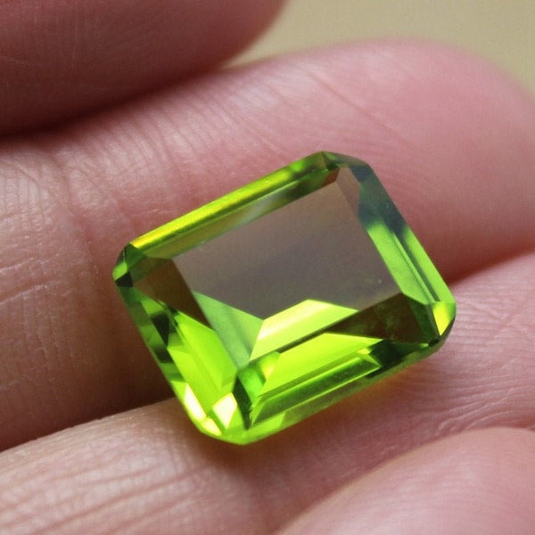 Peridot Rectangle Faceted Gemstone Emerald Cut Peridot Gem 10X12mm C18G FREE SHIPPING