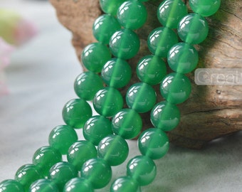 Grade A Natural Green Agate Beads 4mm-14mm Smooth Polished Round 15 Inch Strand AG03 Wholesale Beads