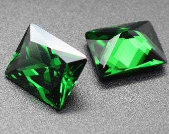 Emerald Rectangle Faceted Gemstone Rectangle Princess Cut Medium Green Emerald Gem Multiple Sizes to Choose C17E