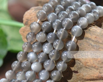 Grade AA Natural Grey Moonstone Beads Silver Luster Grey Moonstone Beads 6mm 7mm 8.5mm Smooth Polished Round 15 Inch Strand MD28