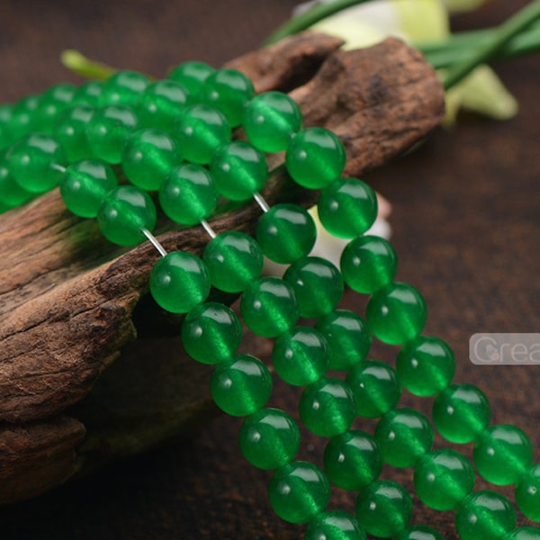 Grade A Natural Green Jade Beads 6mm 8mm 10mm 12mm Smooth Polished Round 15 Inch Strand JA71 Wholesale Beads