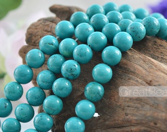 Natural Green Turquoise Beads 4mm-16mm Smooth Polished Round 15 Inch Strand TQ03 Wholesale Beads