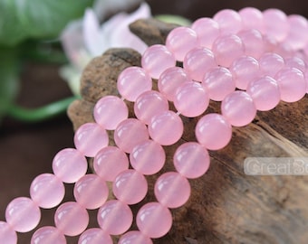 Grade A Natural Pink Jade Beads 4mm 6mm 8mm 10mm 12mm 14mm Smooth Polished Round 15 Inch Strand JA35 Wholesale Gemstone Beads