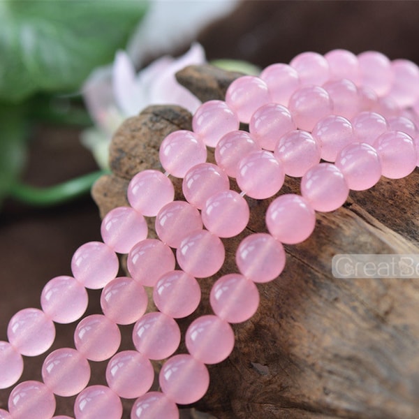 Grade A Natural Pink Jade Beads 4mm 6mm 8mm 10mm 12mm 14mm Smooth Polished Round 15 Inch Strand JA35 Wholesale Gemstone Beads