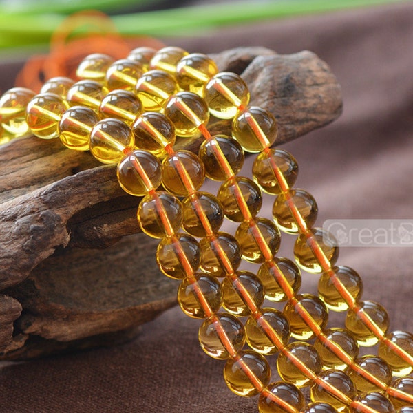 High Quality Cultured Citrine Beads 4mm-14mm NOT Dyed Smooth Polished Round 15 Inch Strand CE25