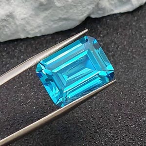 Aquamarine Rectangle Faceted Gemstone Emerald Cut Aquamarine Gem Multiple Sizes to Choose C43A