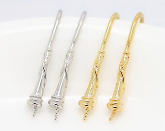 5 pairs Earring Hooks Gold Plated Brass Earring Findings Ear Wires with a Pin 2 colors to choose 7x26mm EC021