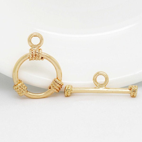 5 set Oro Placcato Ottone Toggle Clasps Bracciale Clasps Collana Clasps 15mm CP013