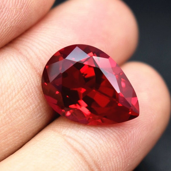 Ruby Poire En forme de pierre précieuse à facettes Teardrop Cut Ruby Gem Plusieurs tailles pour choisir C45R