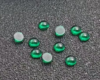 10pcs Emerald Round Cabochon Smooth Polished Surface Round Rich Green Emerald Cabochon Flat Back 1mm-4mm C61E