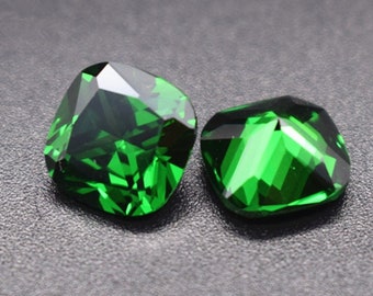 Emerald Square Faceted Gemstone Cushion Cut Medium Green Emerald Gem Multiple Sizes to Choose C33E