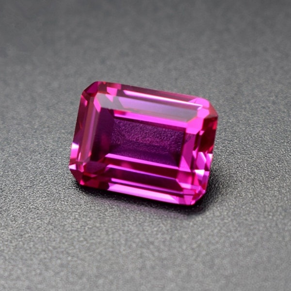 Pink Ruby Rectangle Faceted Gemstone Emerald Cut Pink Ruby Gem Multiple Sizes to Choose C15R